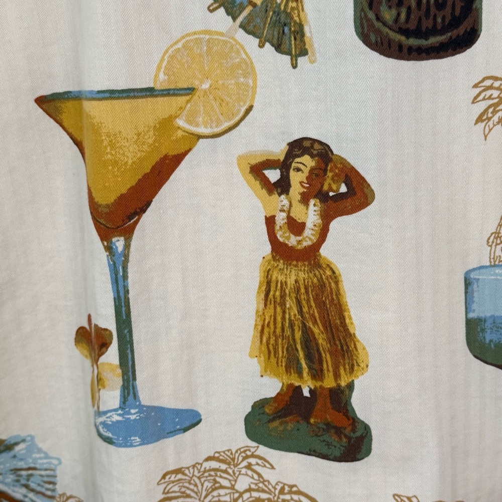 AFTCO Bluewater Tiki Cocktails Hawaiian Shirt Cotton Rayon Handcrafted USA Large - Picture 5 of 15
